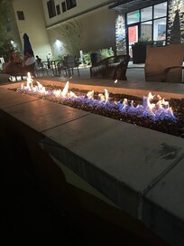 Fire pit by the dog area and pool