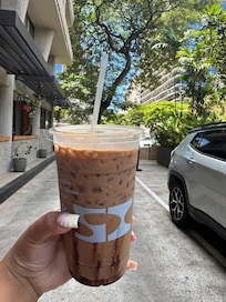 Coffee shop, haupia mocha iced latte.