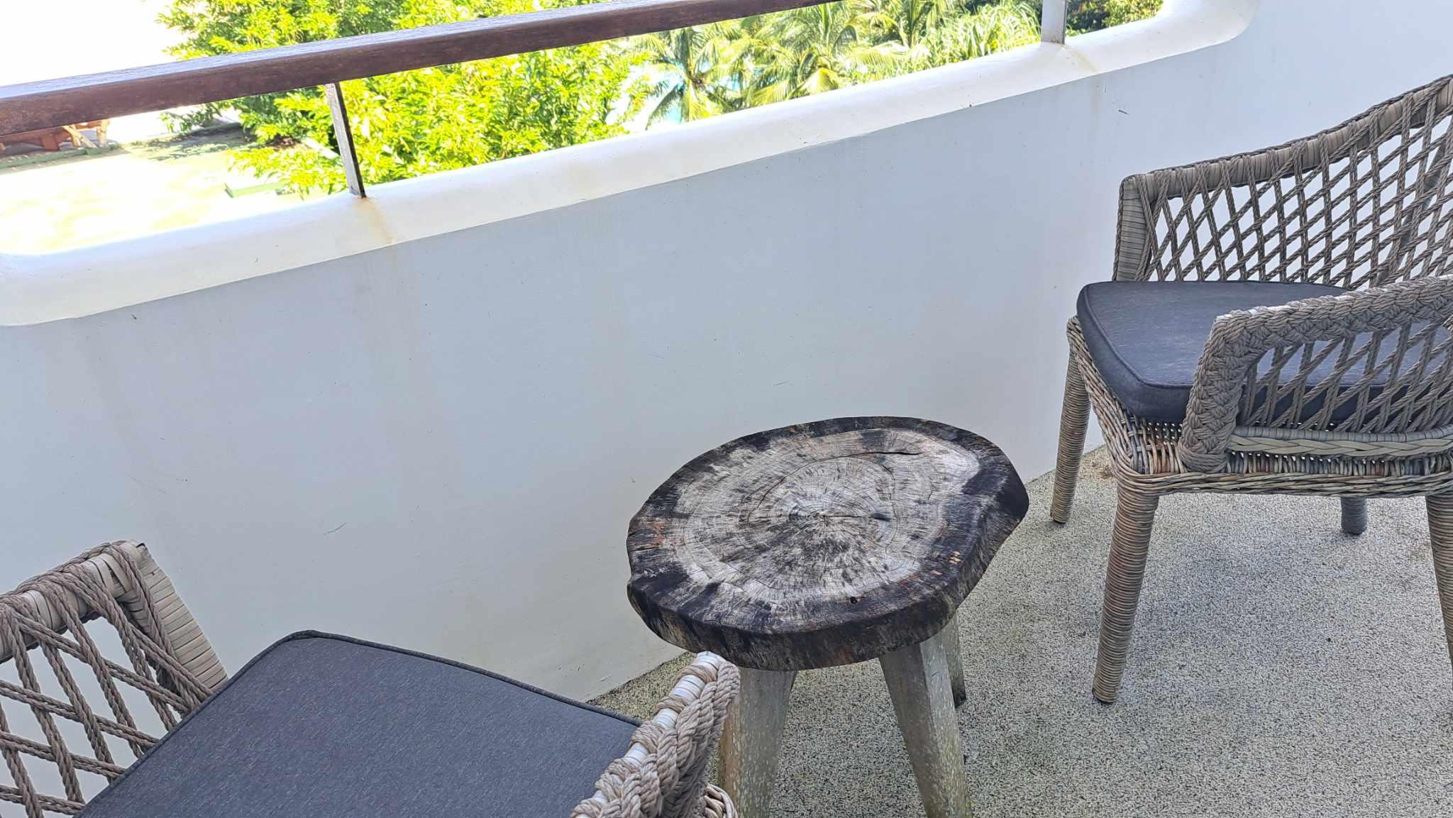 Outdated furniture on the small balcony