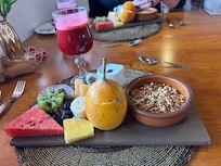 Fresh fruit and granola for breakfast