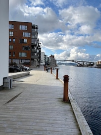 Boardwalk in front of the building.