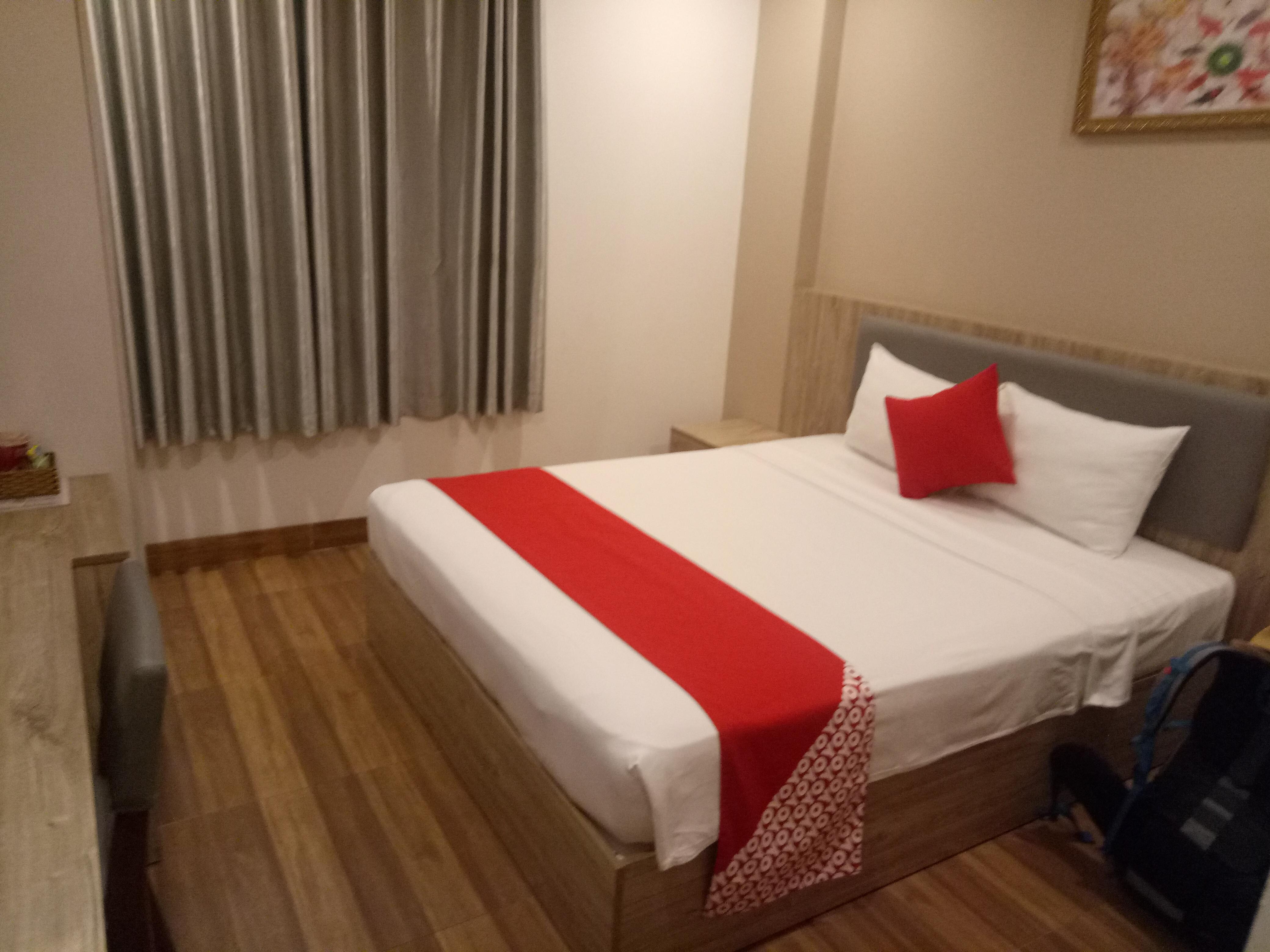 Bed and living area