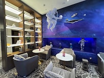 Funky coffee and ice cream lounge on the first floor