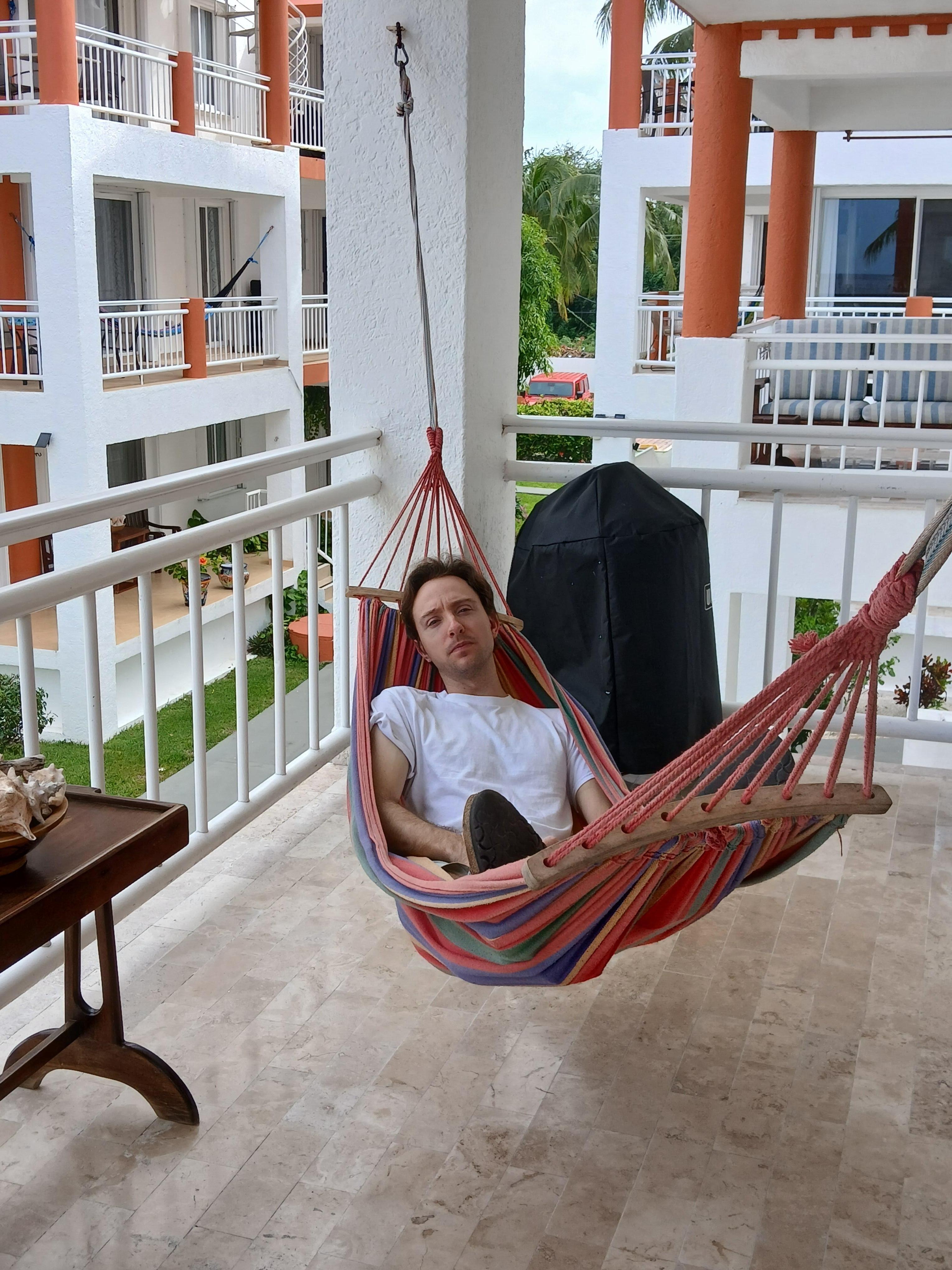 Our son lounging in the hammock 