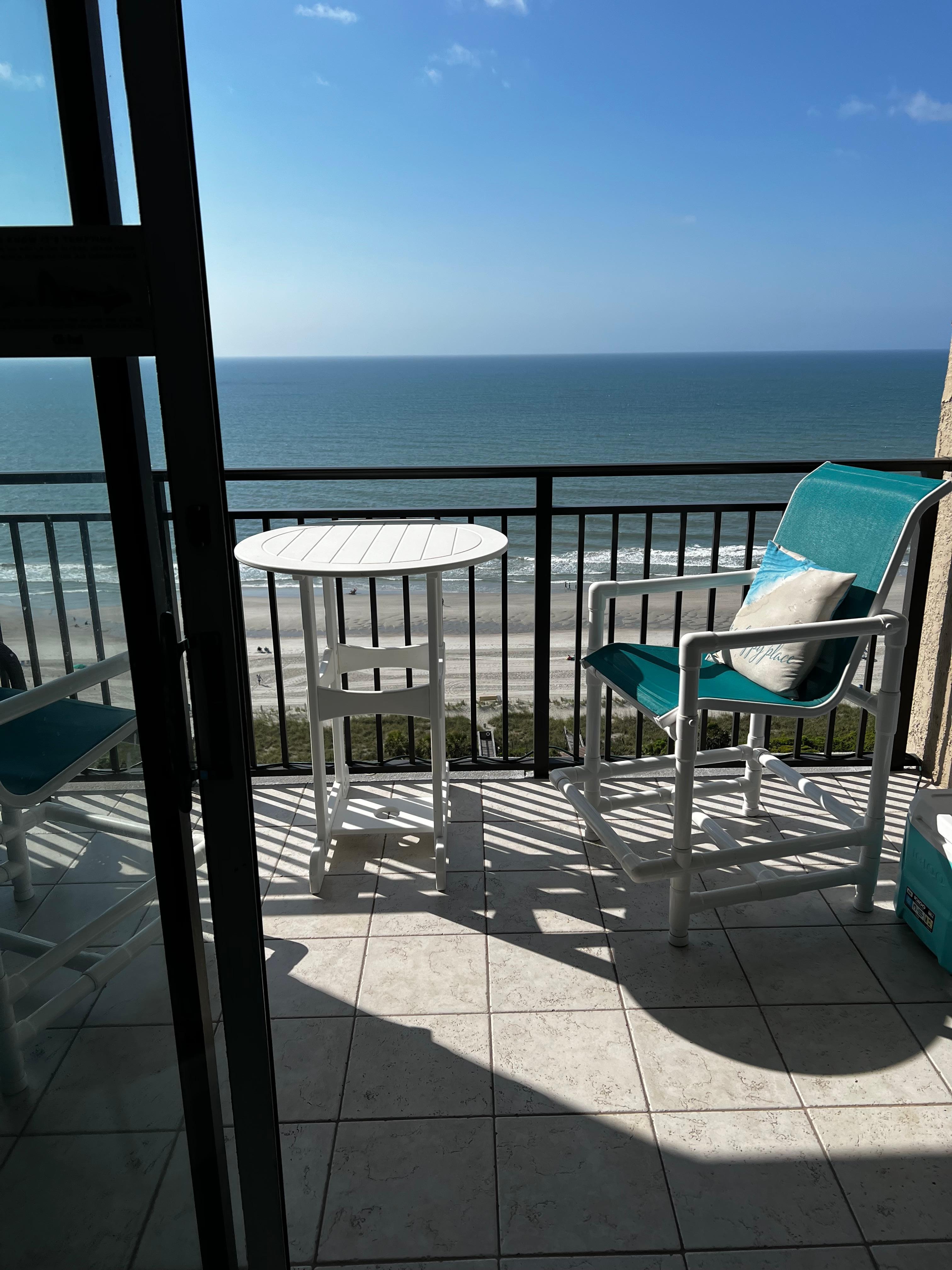 The balcony was spacious and had comfortable seating.  