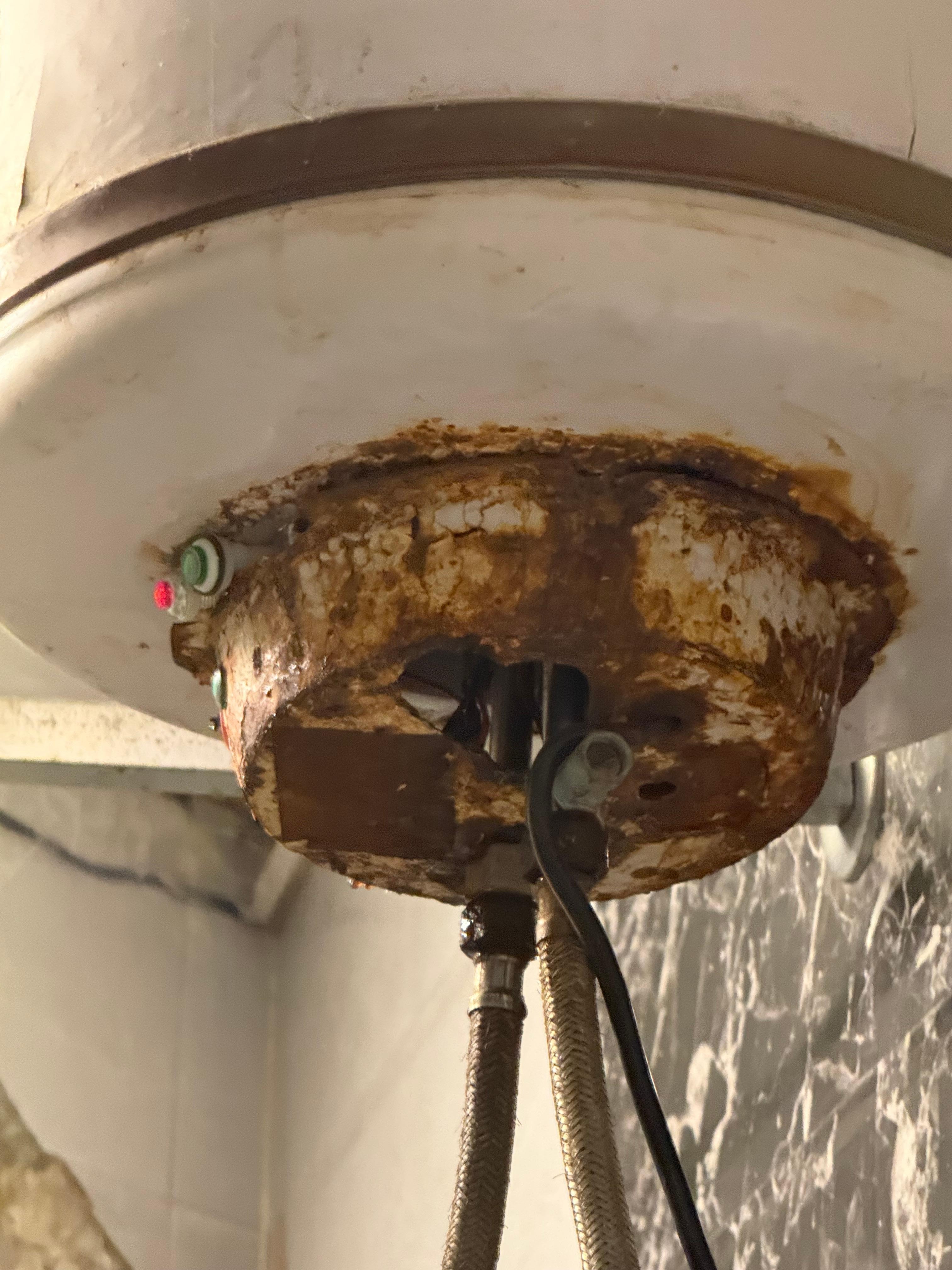 Sparking and rusted hot water provisions. 