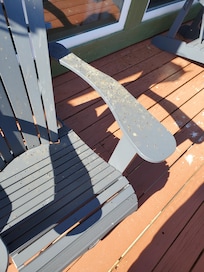 Rat feces on chair and deck