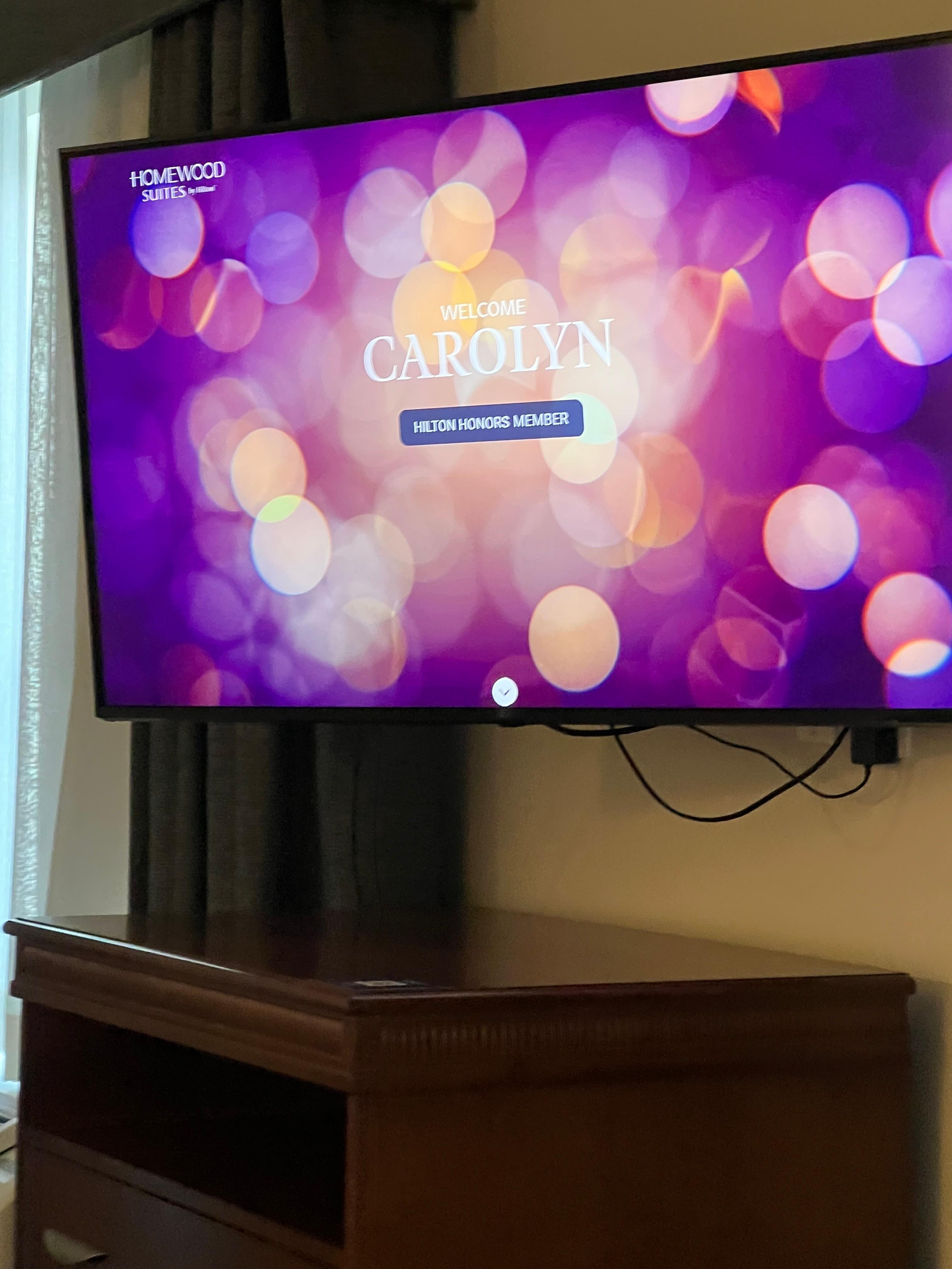 We felt special by the Welcome scree on our TV.  