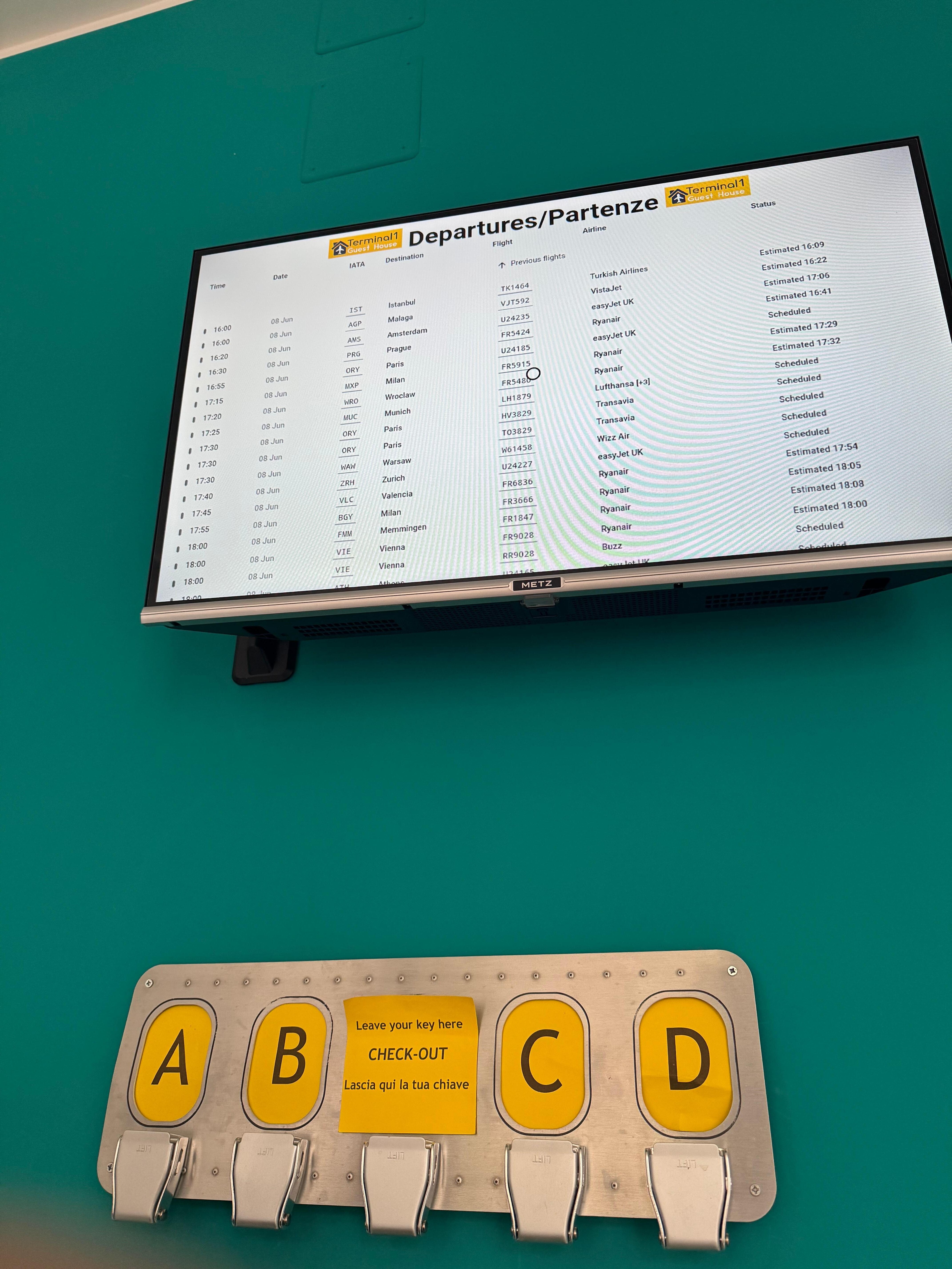 Fake departure and arrival screen.