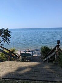 View of the lake from the back yard.