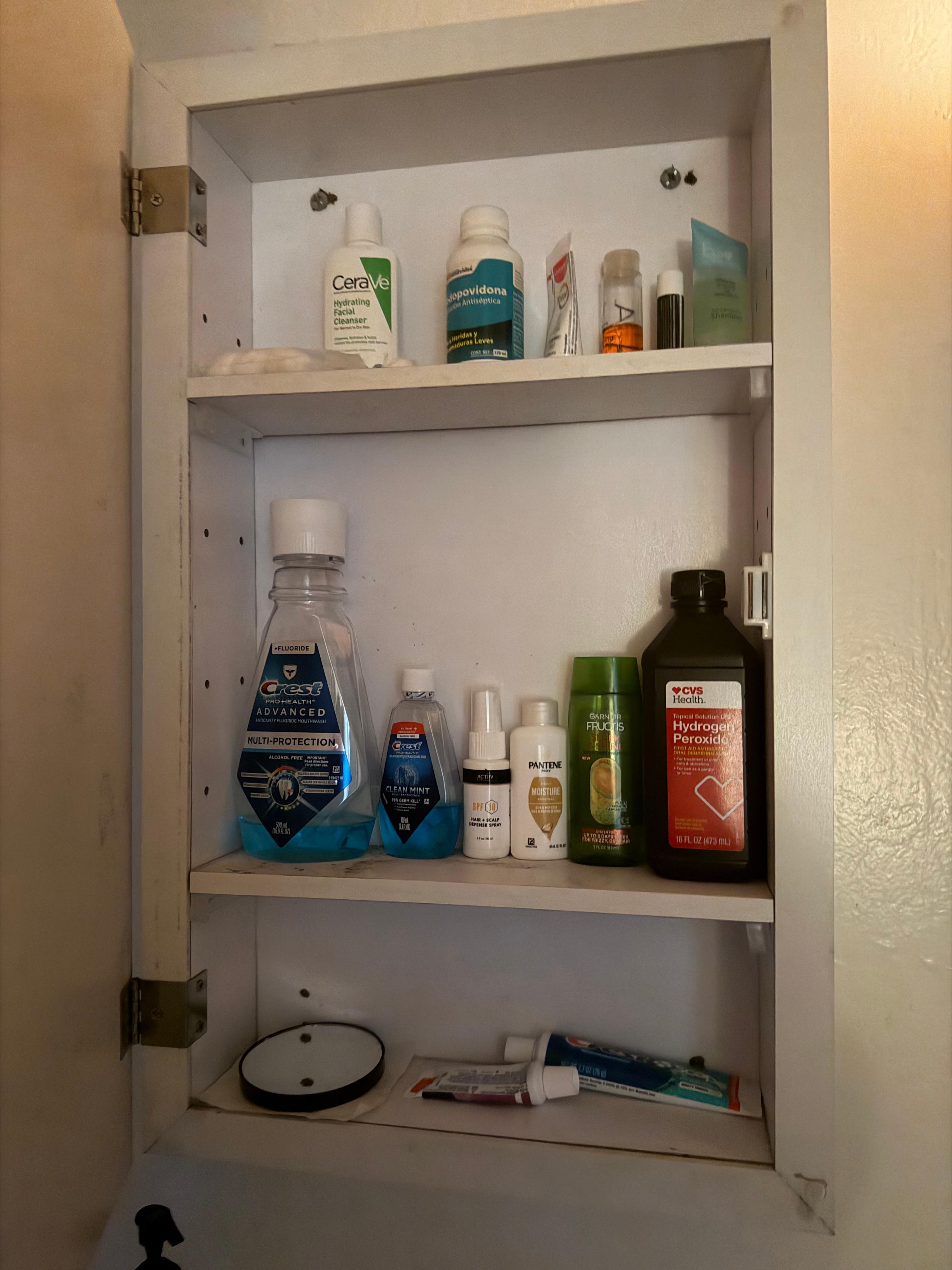 No place for our own toiletries. Full of junk.