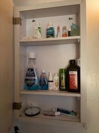 No place for our own toiletries. Full of junk.