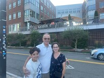 Outside the hotel