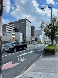 Outside view of the hotel near the family mart