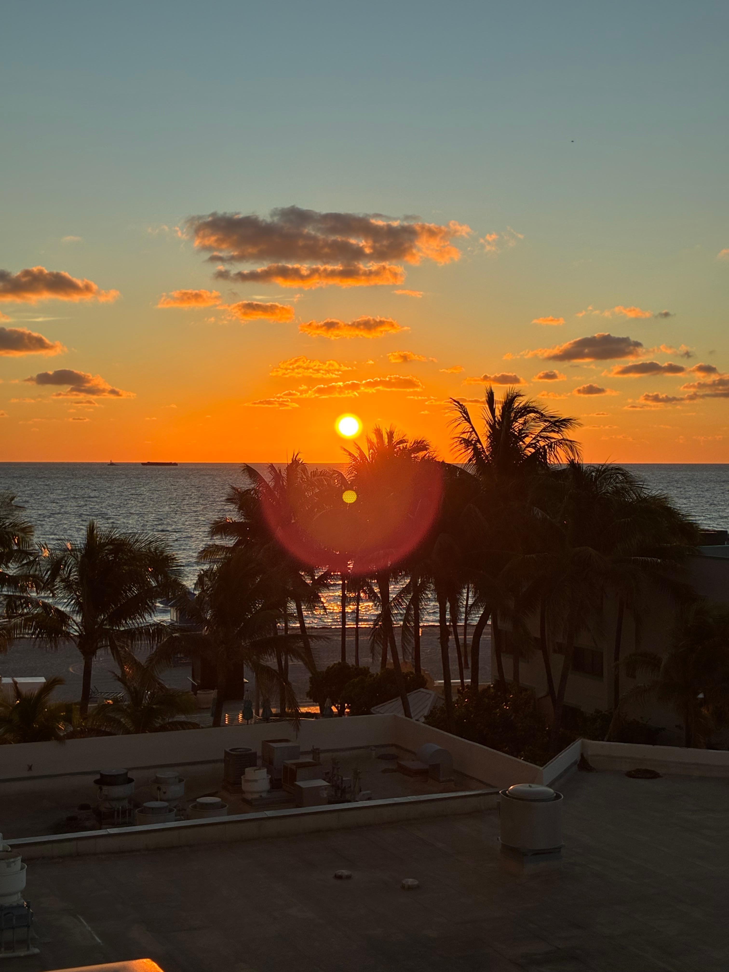 The morning sunrise from our balcony