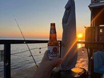 Fishig, beer, sunset perfect combo