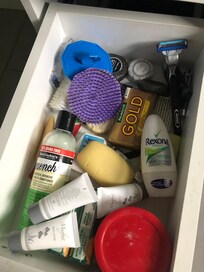 toilet draw full of owner's stuffs