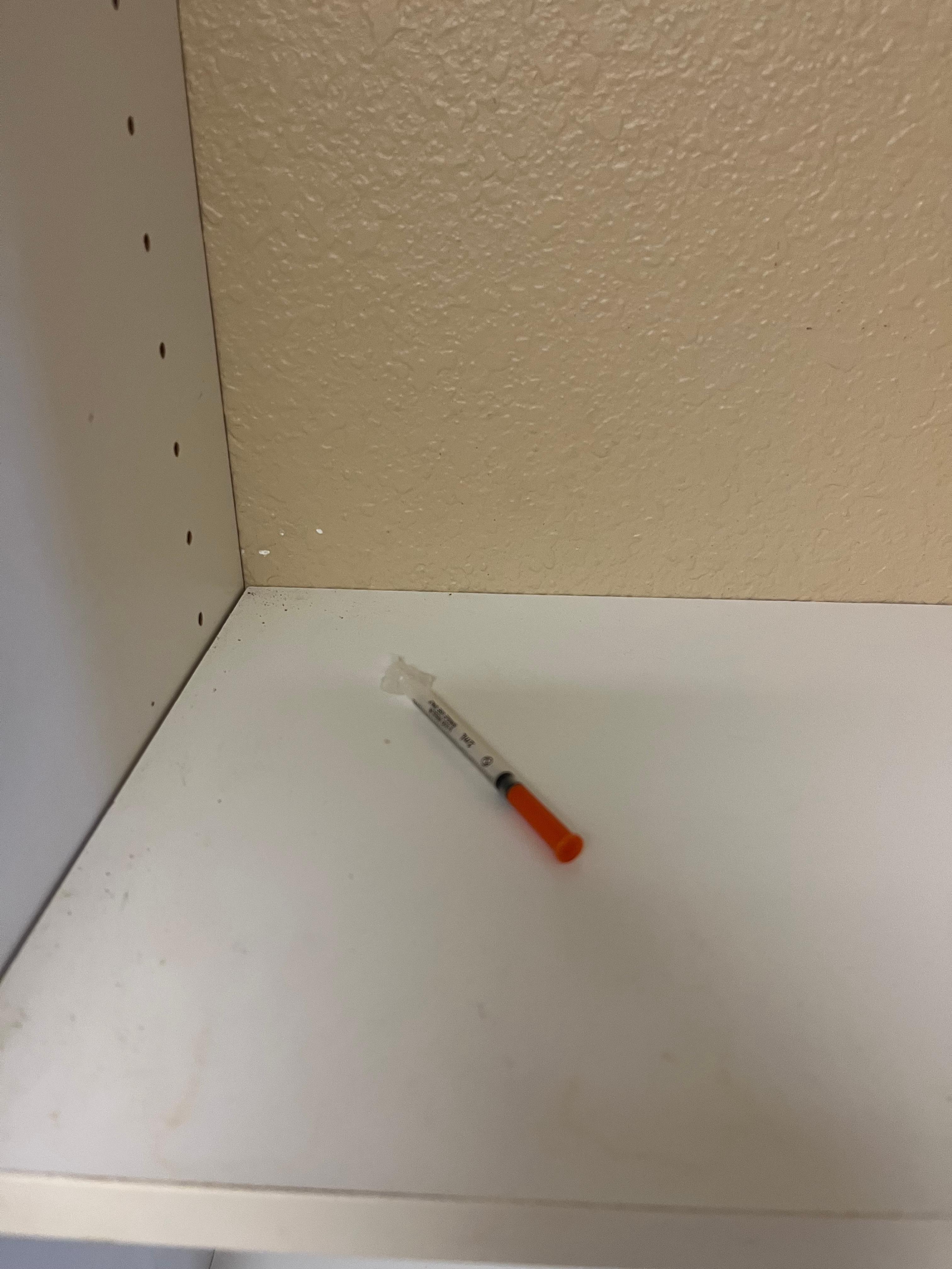 Hypodermic needle  found in kitchen drawer