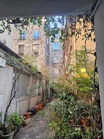 Apartment complex courtyard