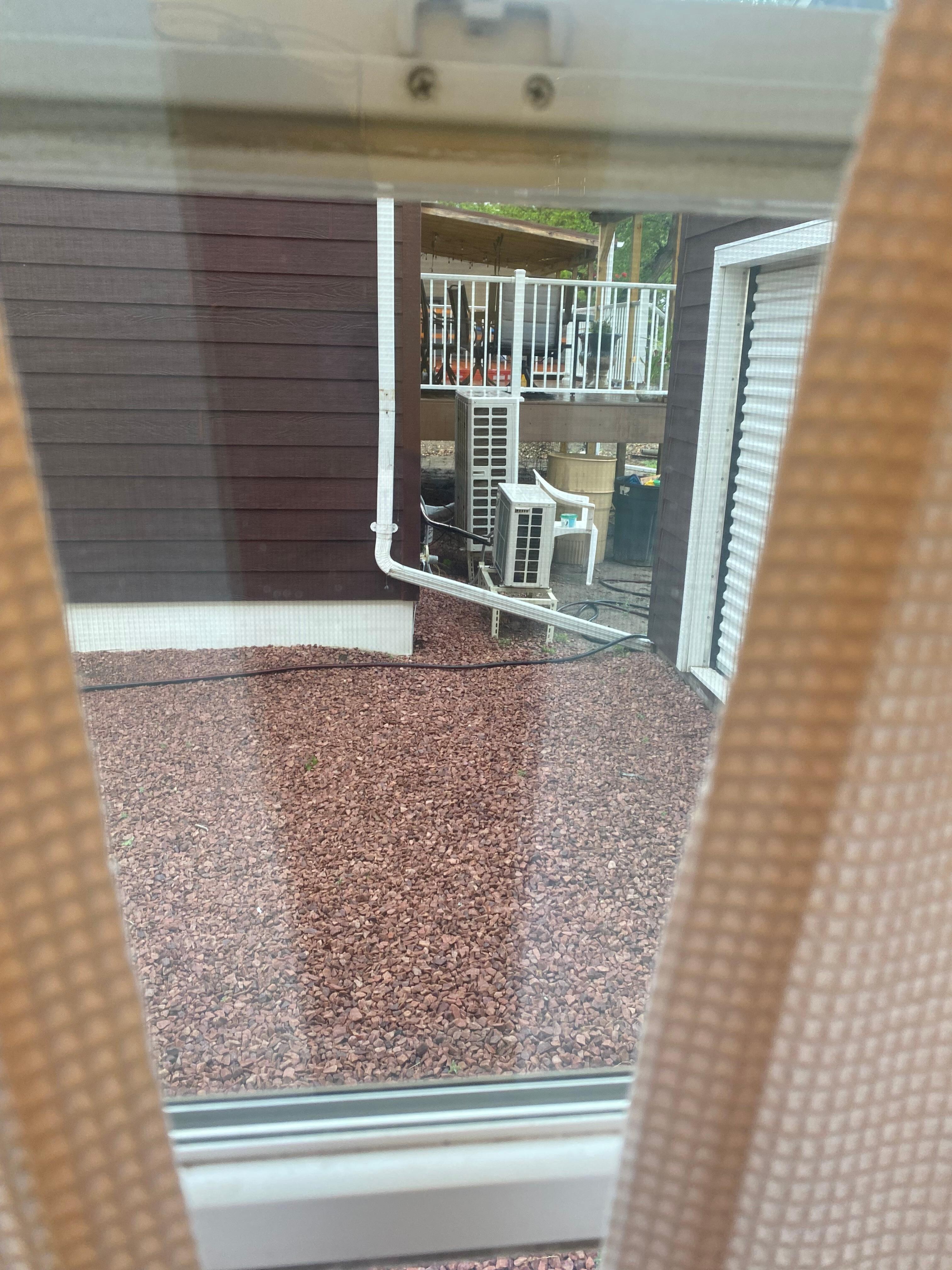 Looking out bathroom window 