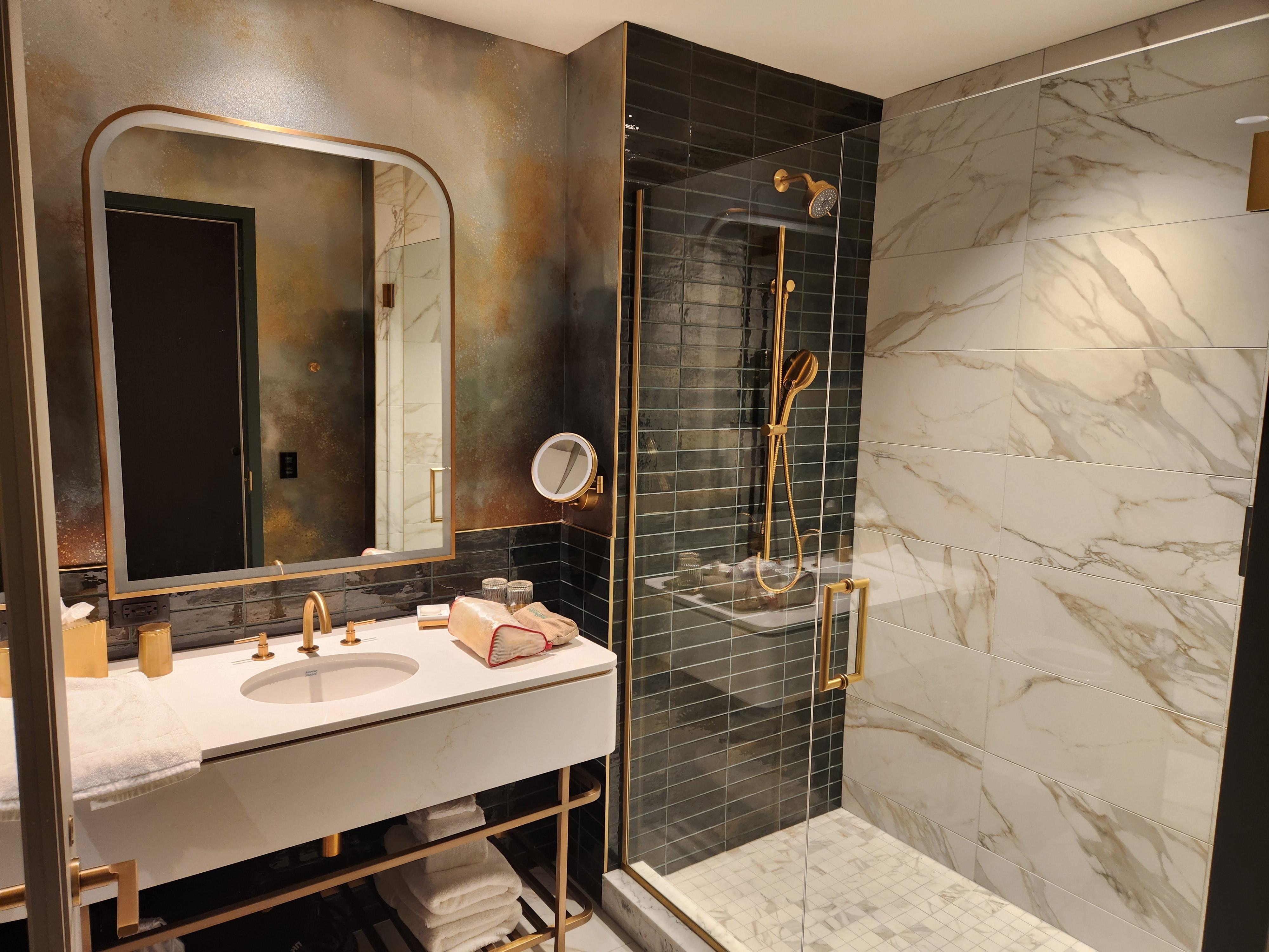 Spacious walk-in shower