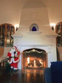 Fireplace in the living room of the inn