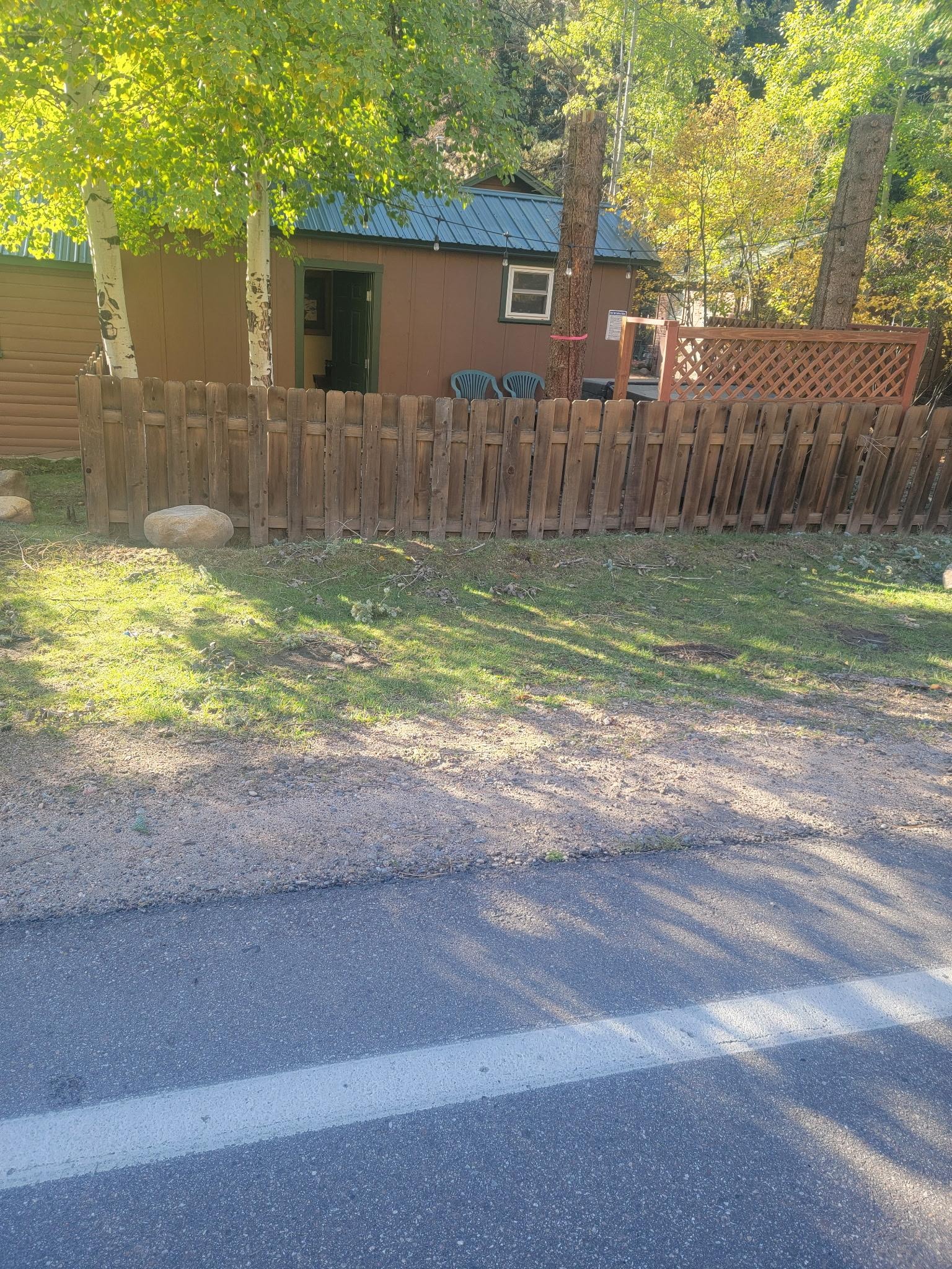 Standing on Highway looking at hot tub.