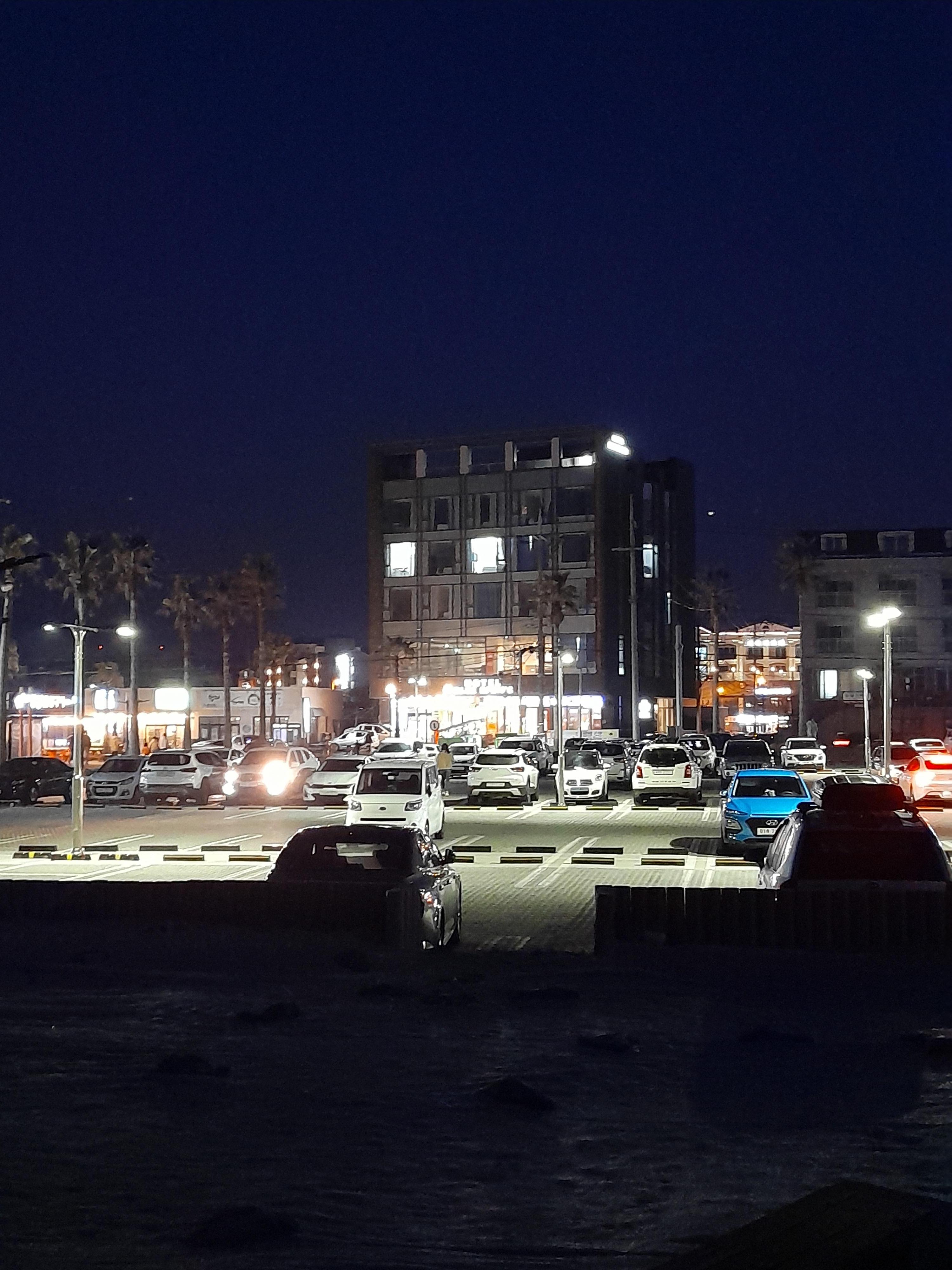 Looking back at the hotel from the beach parking lot