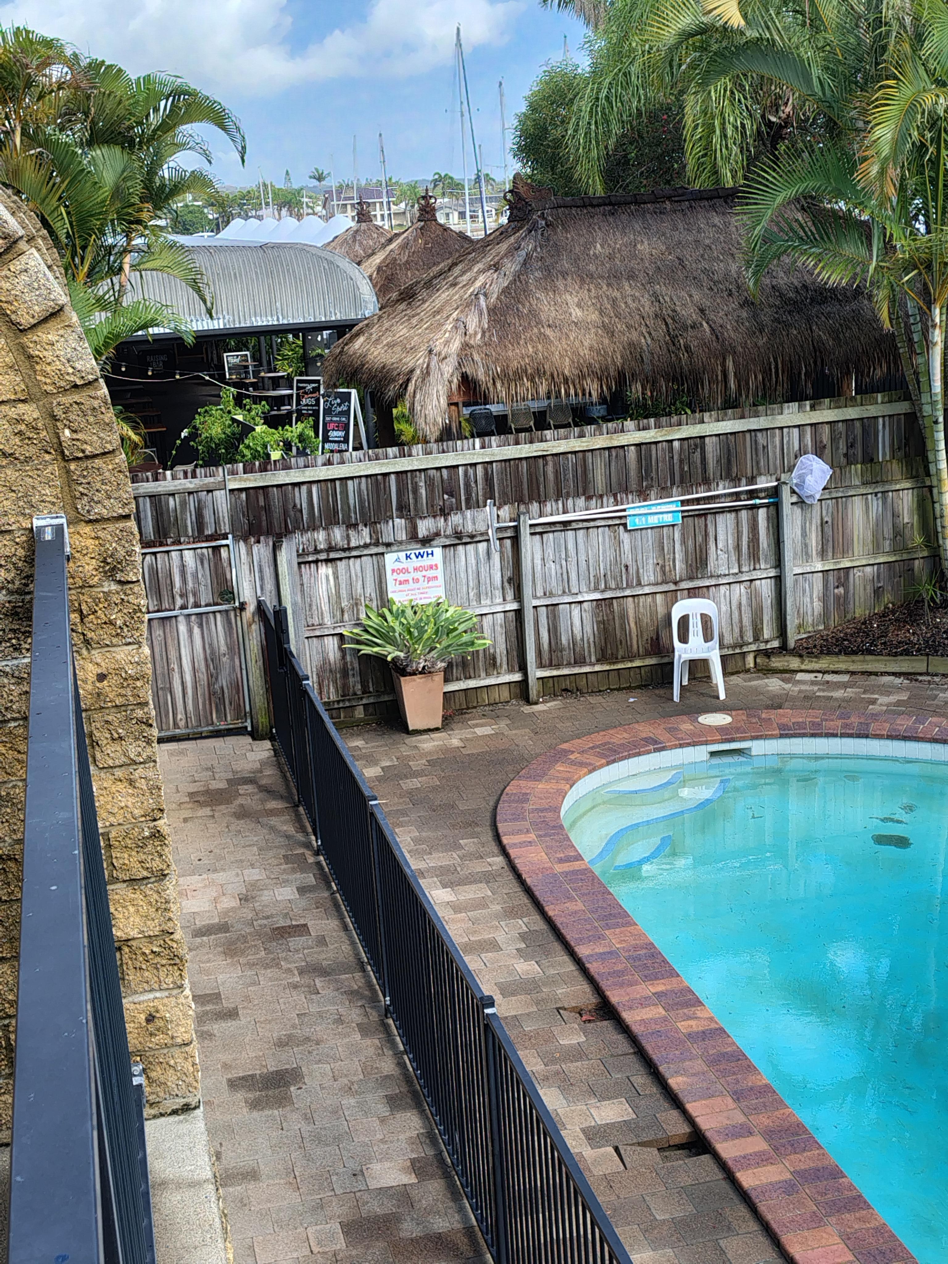 View from balcony looking towards the pub