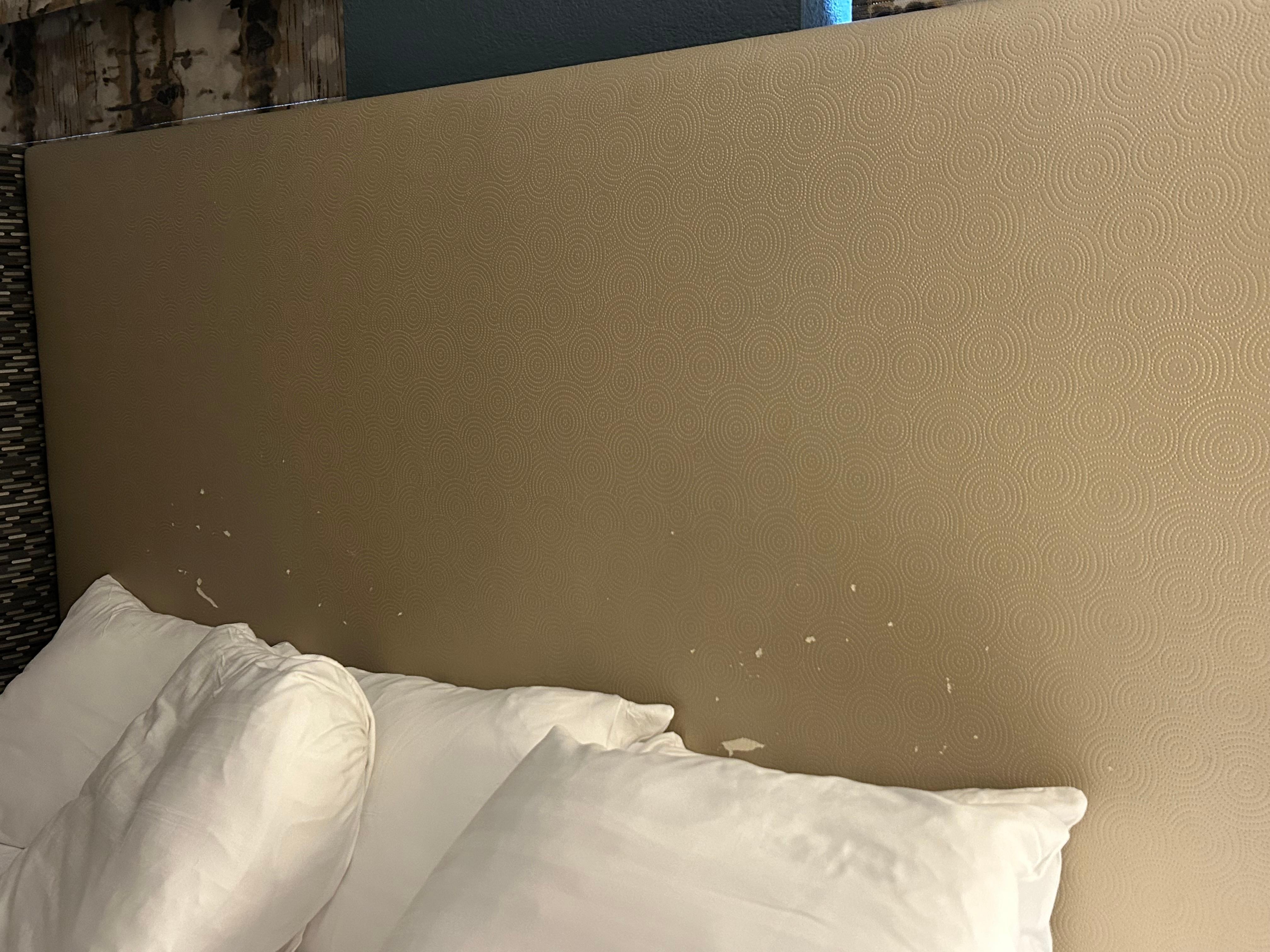 Weird scratches on the headboard. 