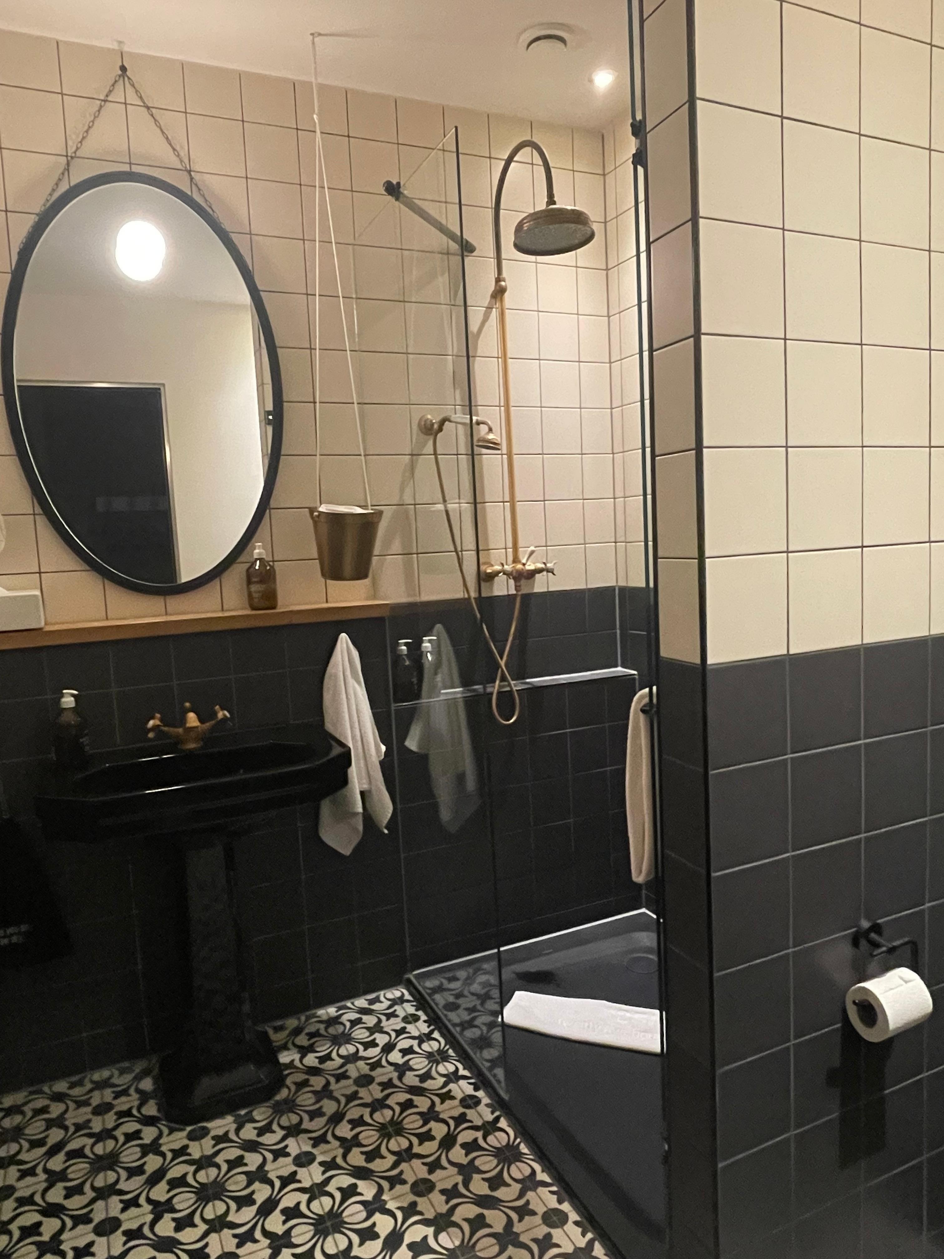 Loved this bathroom!! The fixtures and style were adorable. 