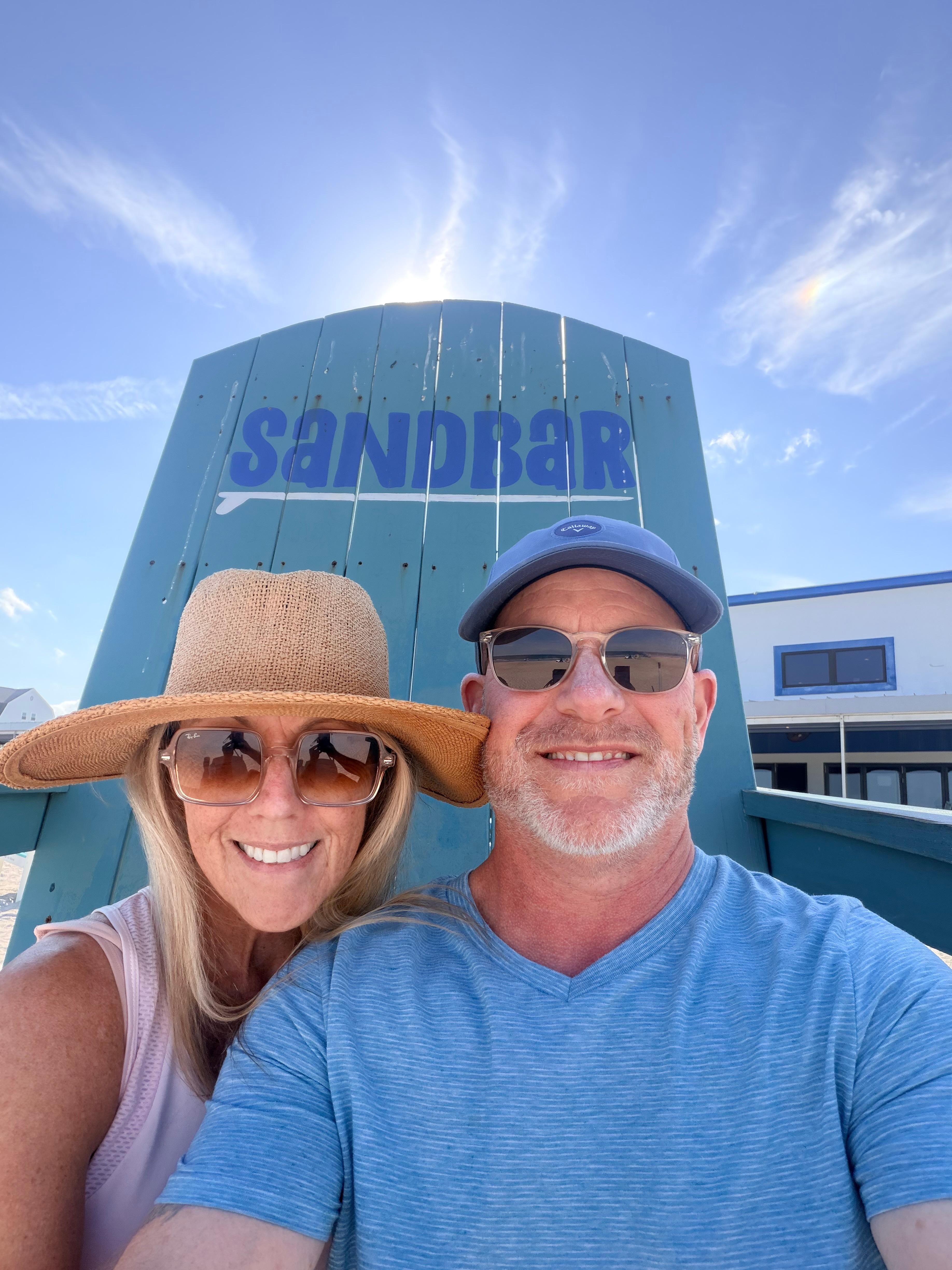 Enjoying a cocktail at the Sandbar. 