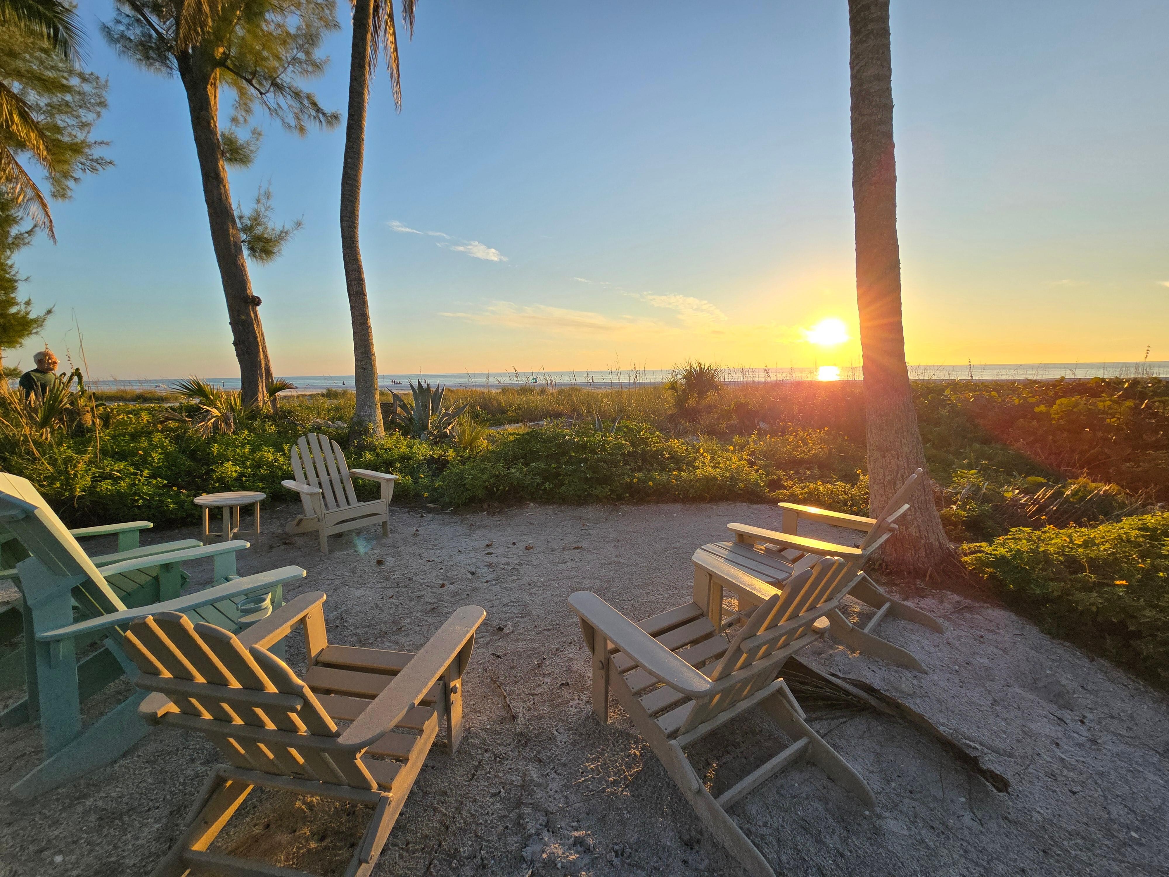 Oceanview seating in garden