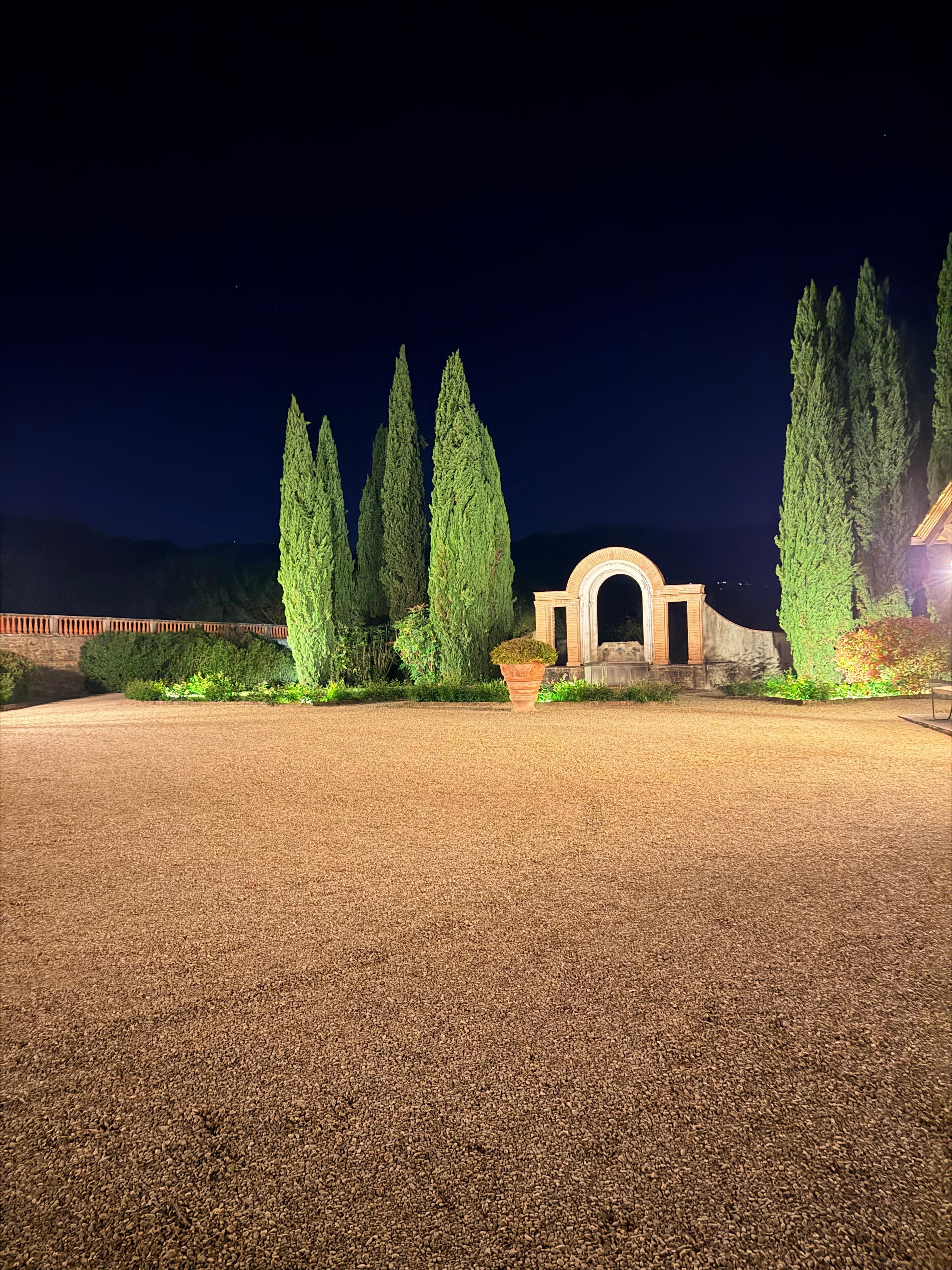 Grounds at night. 