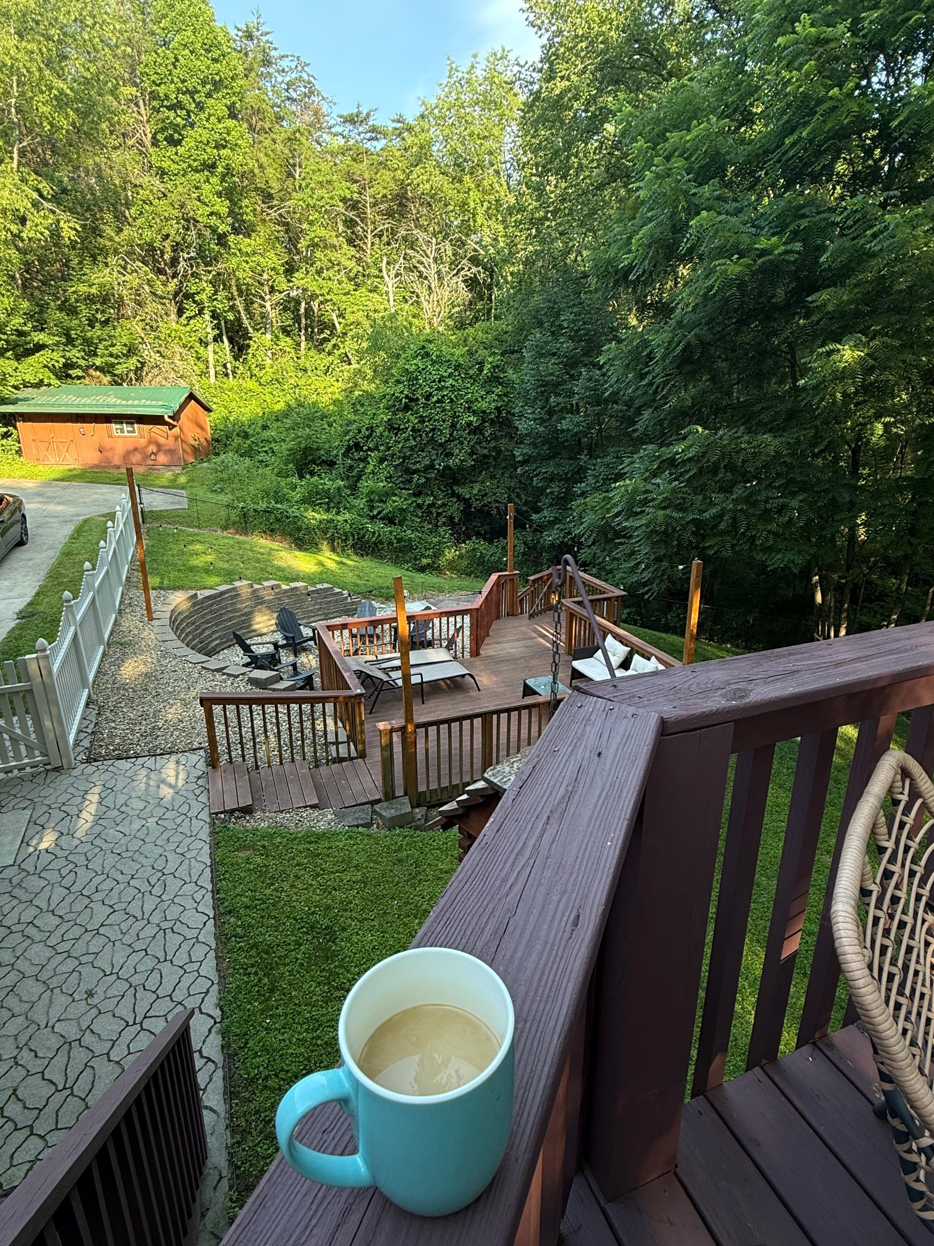 Balcony patio was perfect for morning coffee.