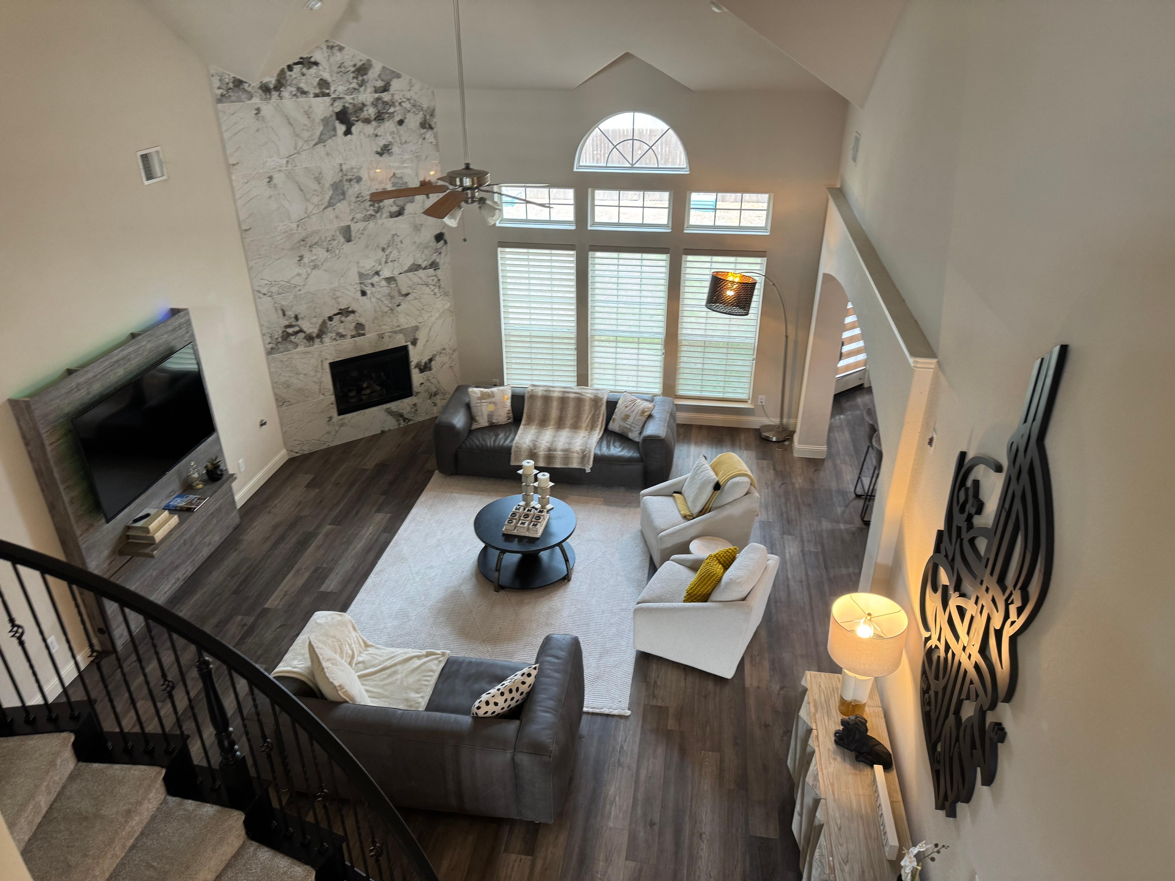 Large loft outside of the kids bedroom. There is a changing table and a crib in there as well. 