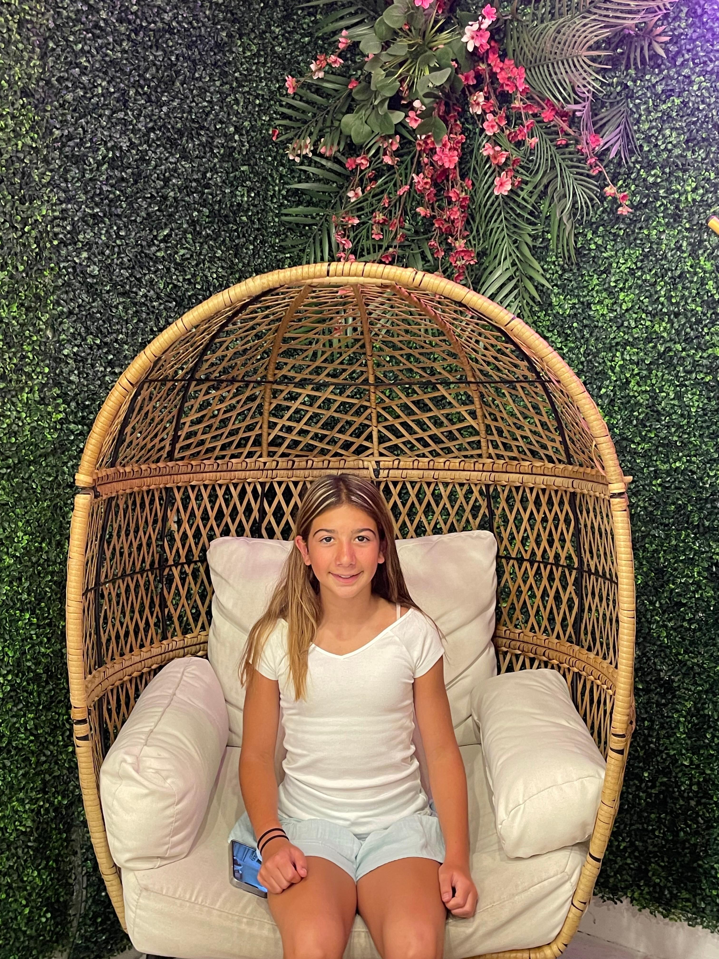 My daughter ❤️ the chair in the lobby!!