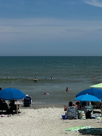 The beach directly behind the private parking for Oceanside guests