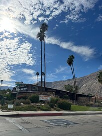 Corner view of historic 1947 Del Marcos Hotel
