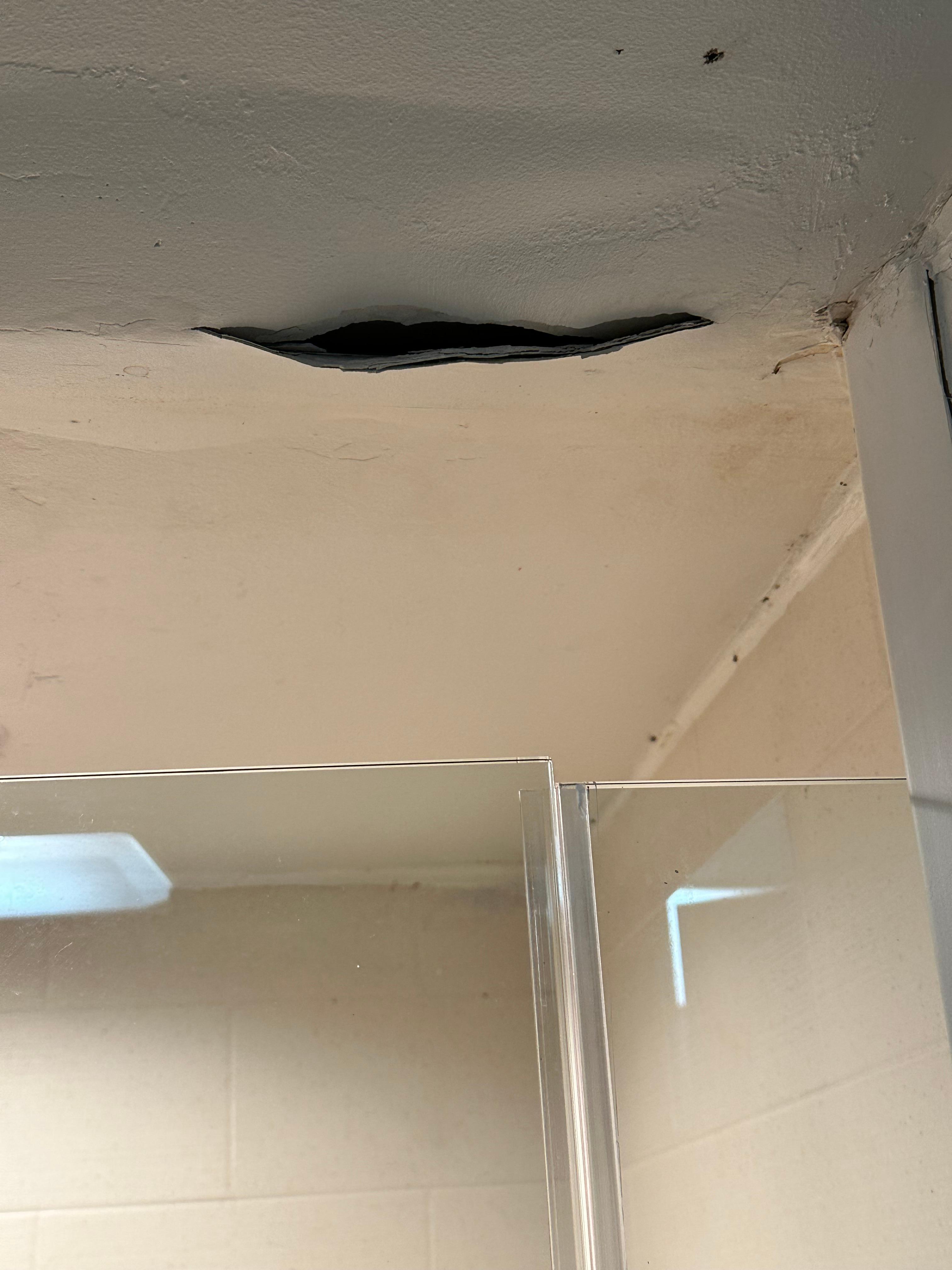 falling ceiling in bathroom