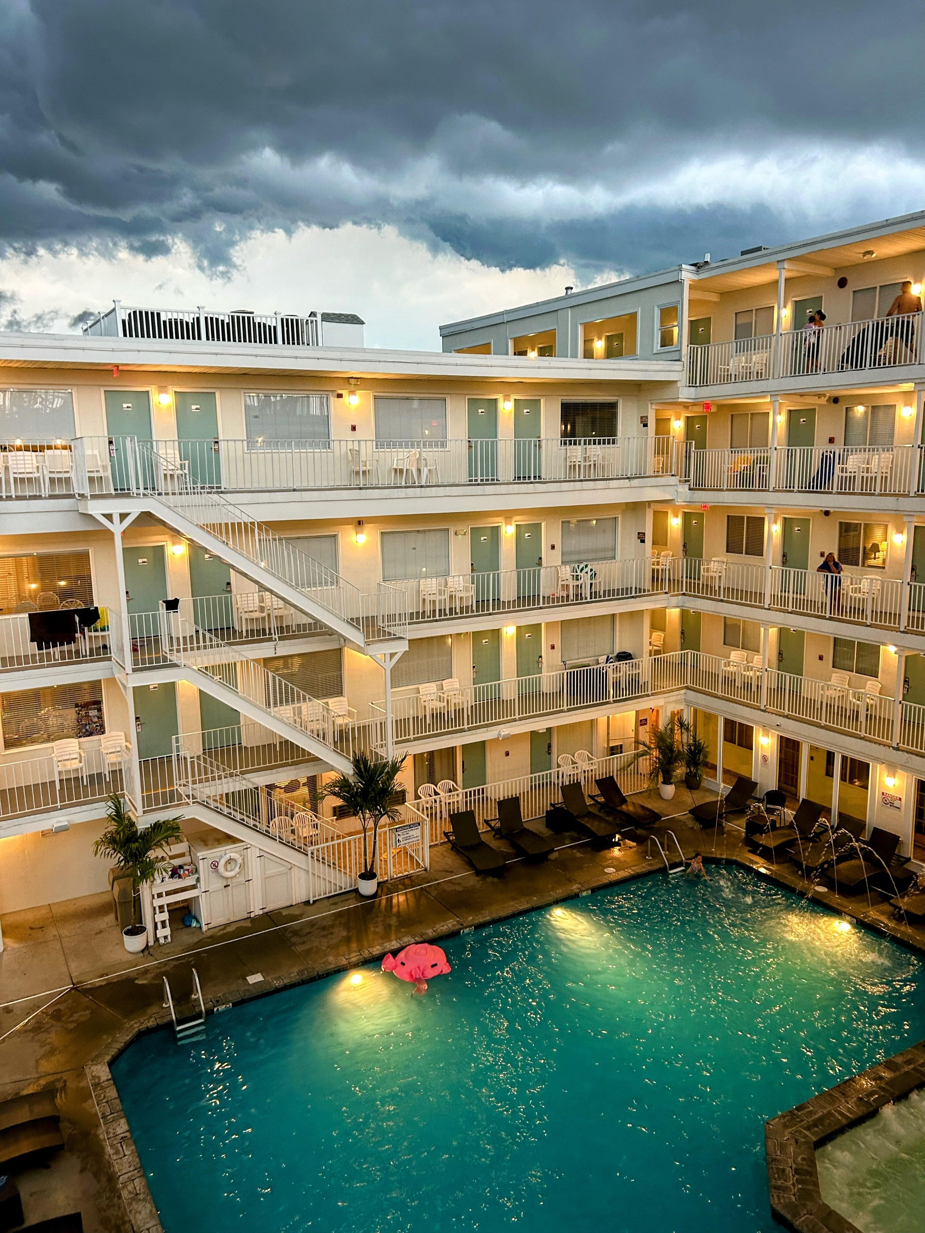Storm clouds over the nice pool