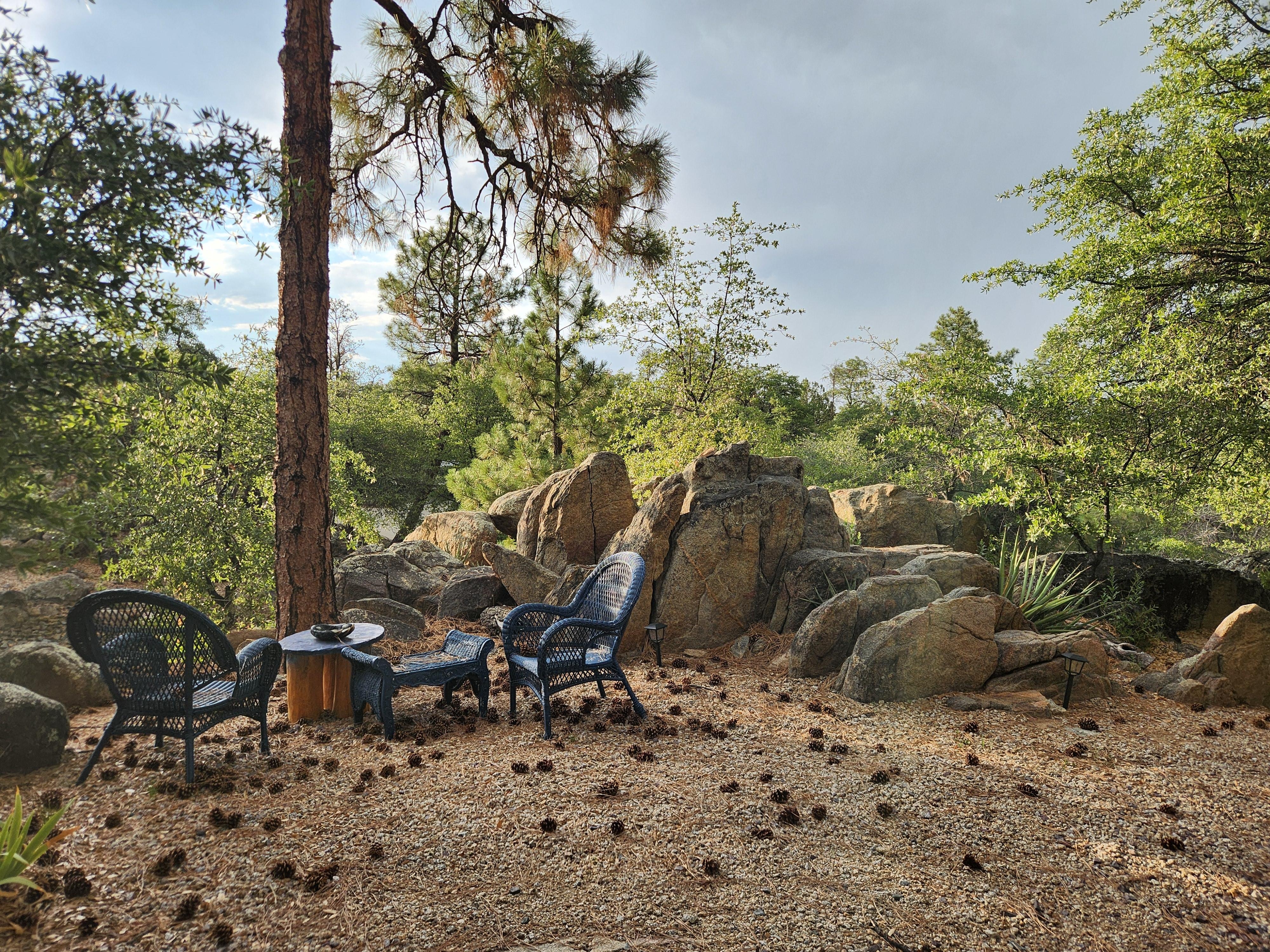 Seating area at front of home.
