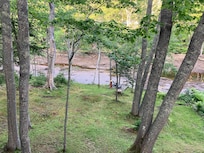 Sitting area looking over the cove. Perfect place to read!