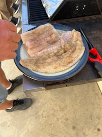 Halibut and Cod we bbq’d on grill in back