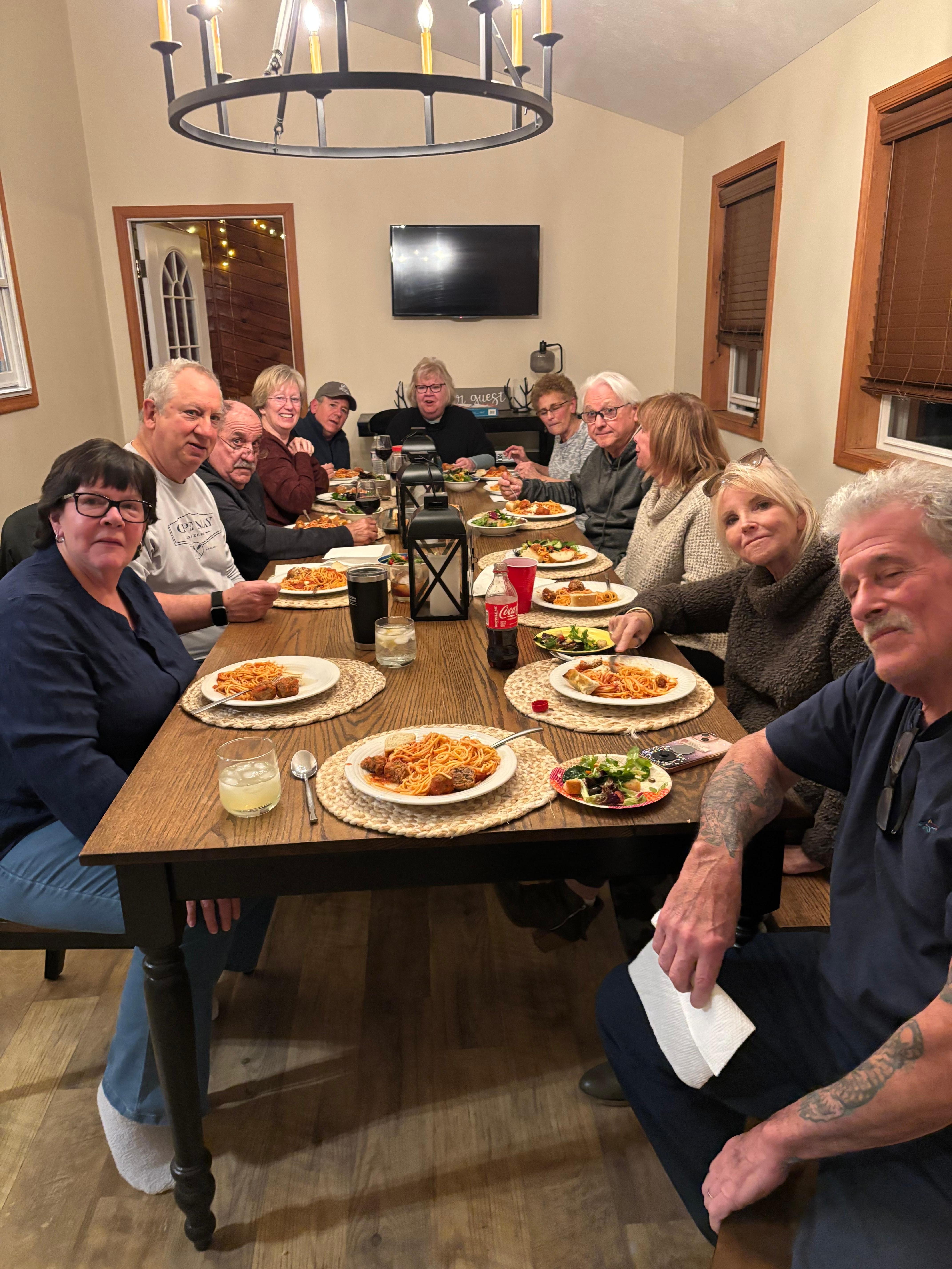 All 15 of us fit comfortably around the larger table.