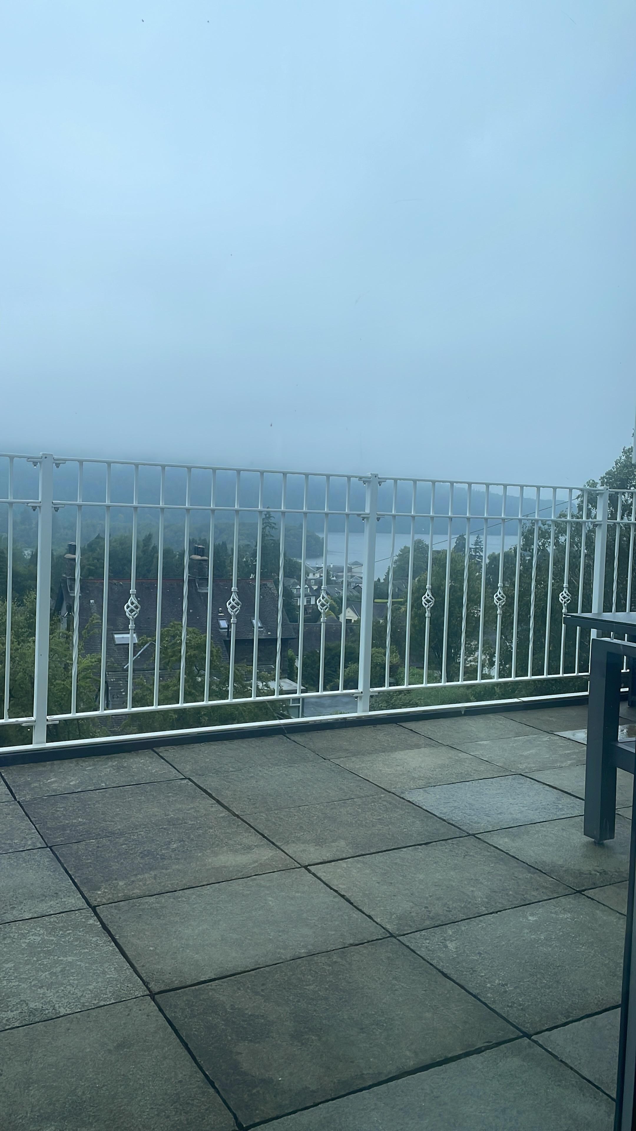 Weather not good but balcony has a canopy to protect you