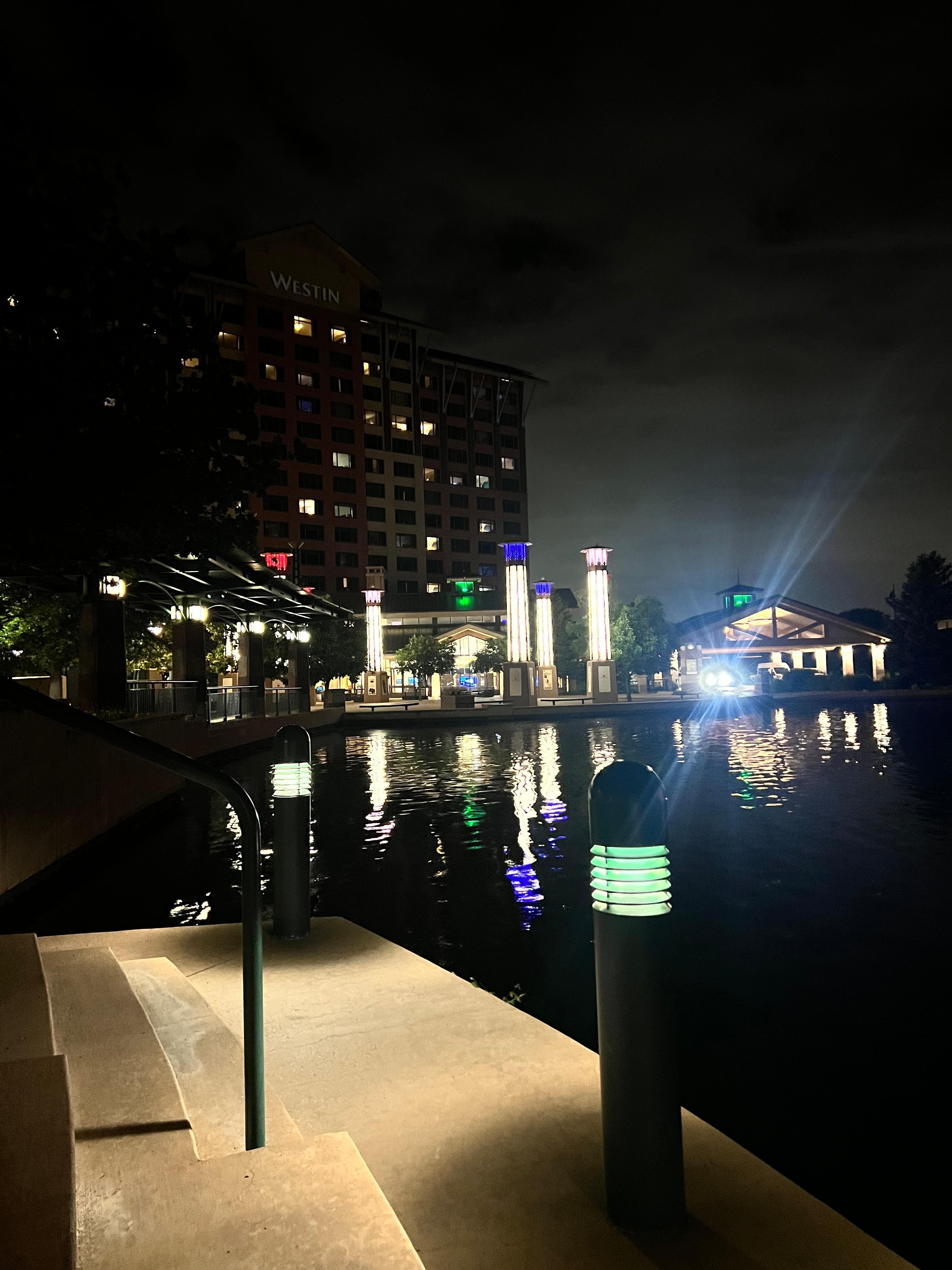 The walking area around the outside of the hotel was beautiful, especially at night. My mom enjoyed watching a momma duck and her four babies swim around each morning while she drank her coffee.