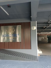 Entrance to hotel. Three buildings. Building A for Residence or long term stay Condos, building B Convention Center and Building C for short term stays.