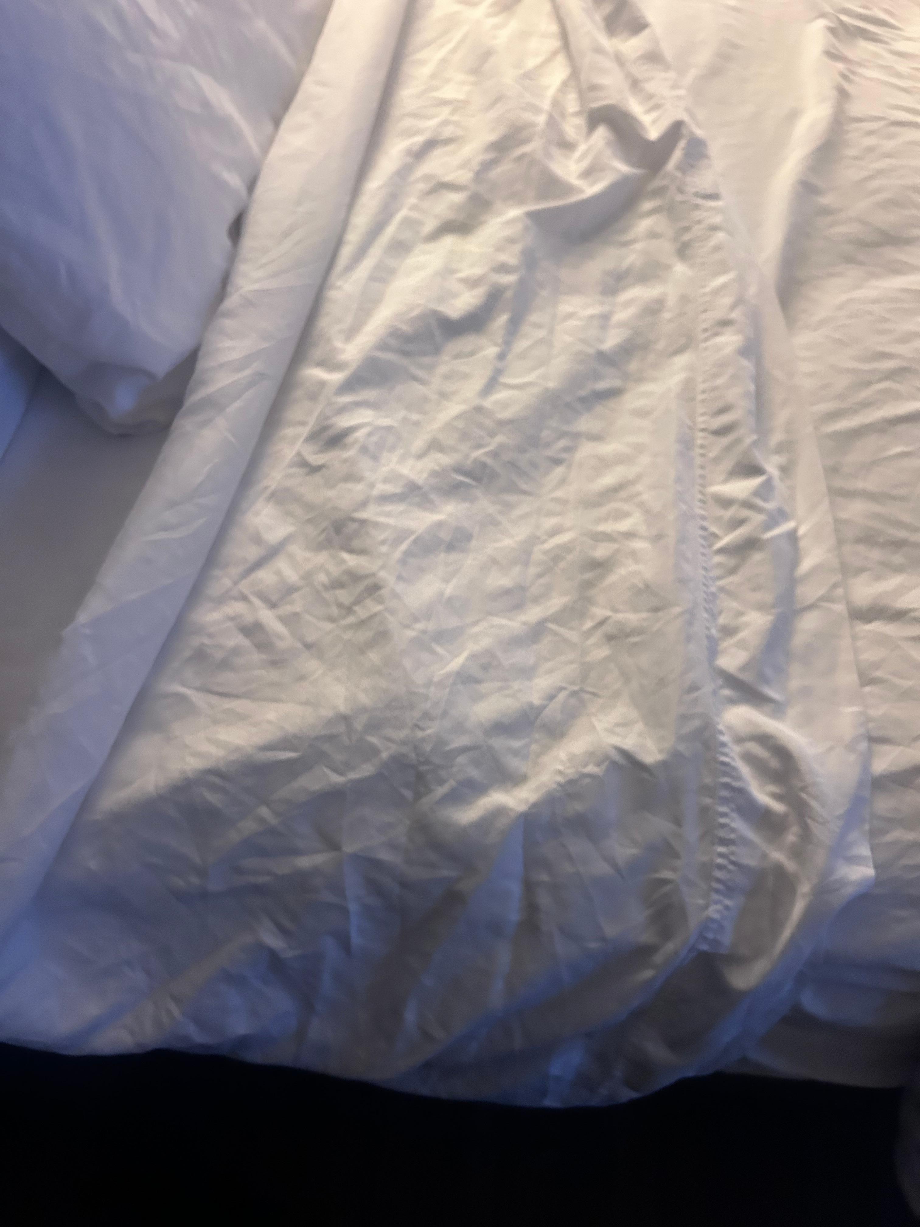 This is what sheets look like that have been slept on and then the bed remade without changing them. 