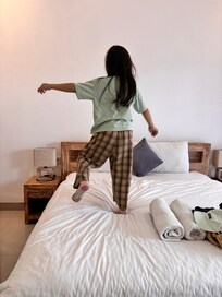 娘と二人で十分広いベッドでした